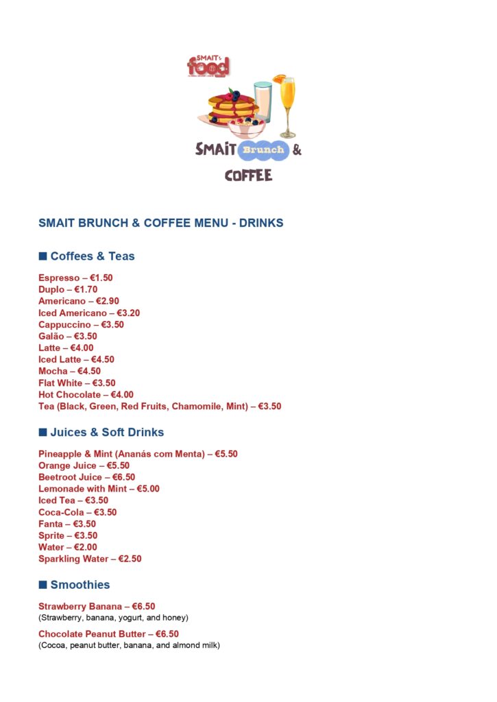 brunch menu Lisbon