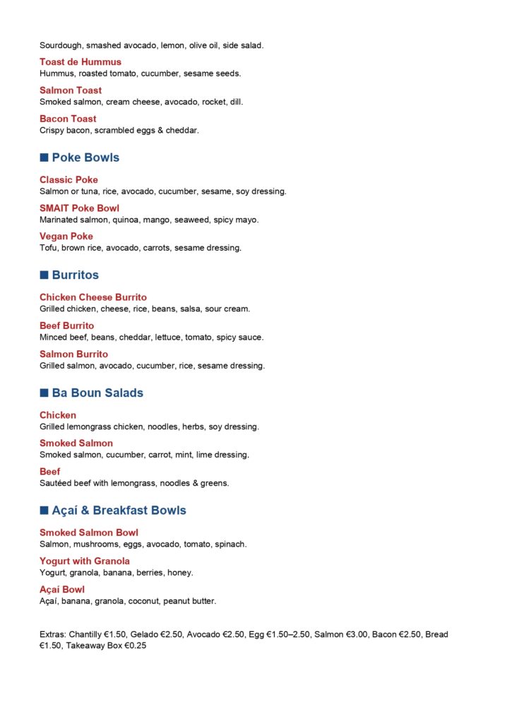 brunch menu Lisbon